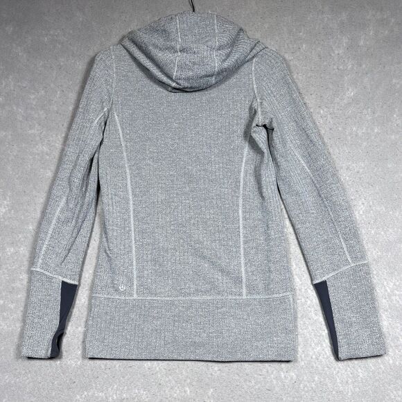 Lululemon Sweatshirt Womens Size 6 Ghost Herringbone Brushed Stride Jacket - Picture 7 of 13